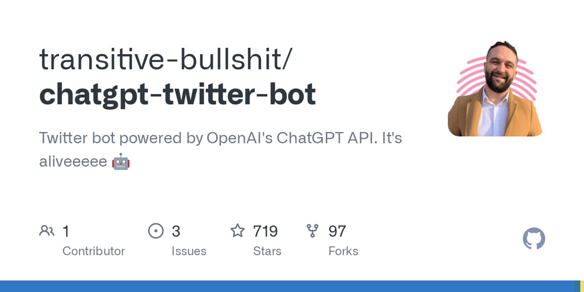 GitHub - transitive-bullshit/chatgpt-twitter-bot: Twitter bot powered by OpenAI's ChatGPT. It's aliveeeee 🤖